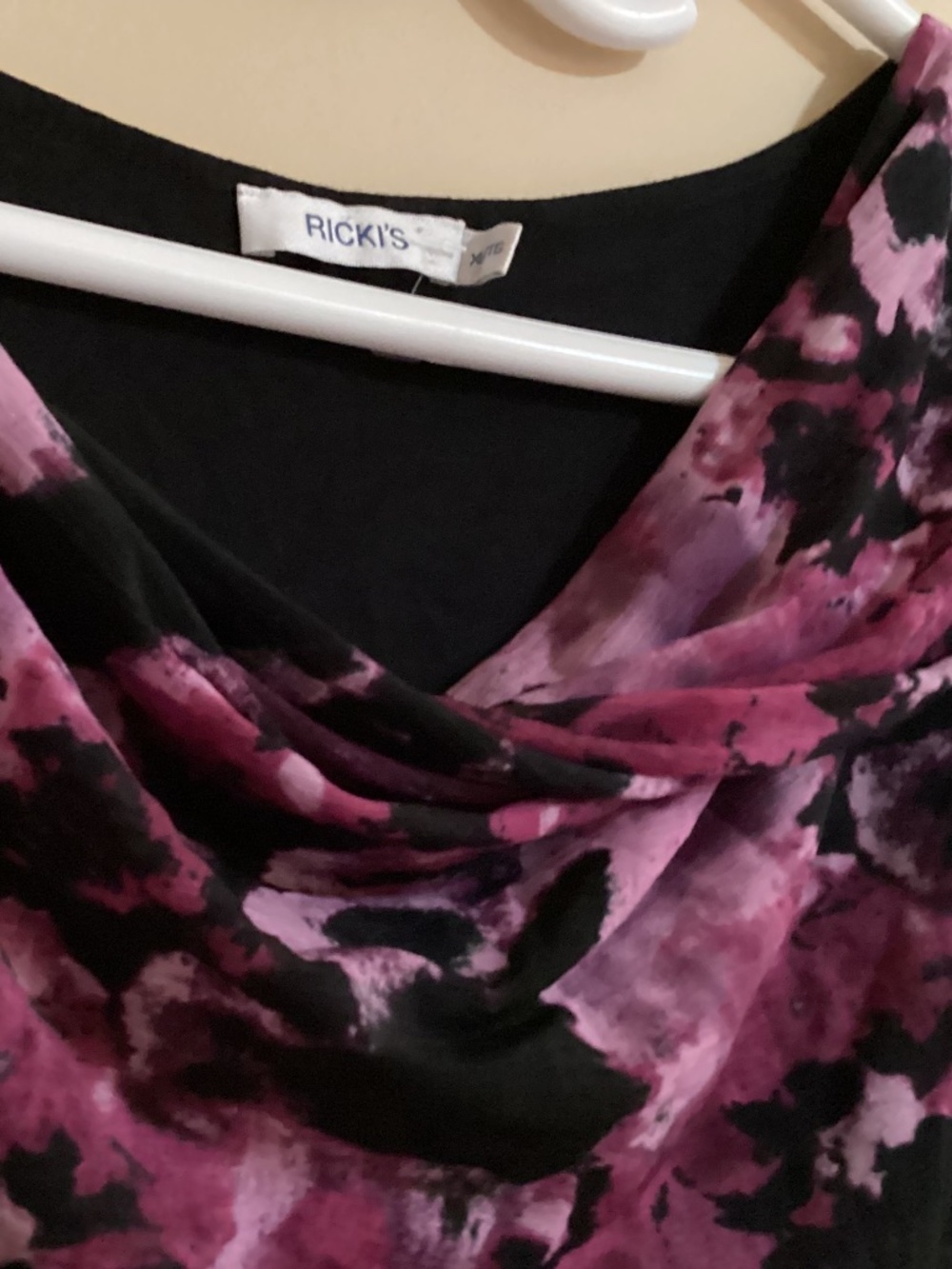 Ricki’s Purple & Black Abstract Floral Cowl Neck Sleeveless Top